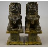 A pair of Chinese carved soapstone seate