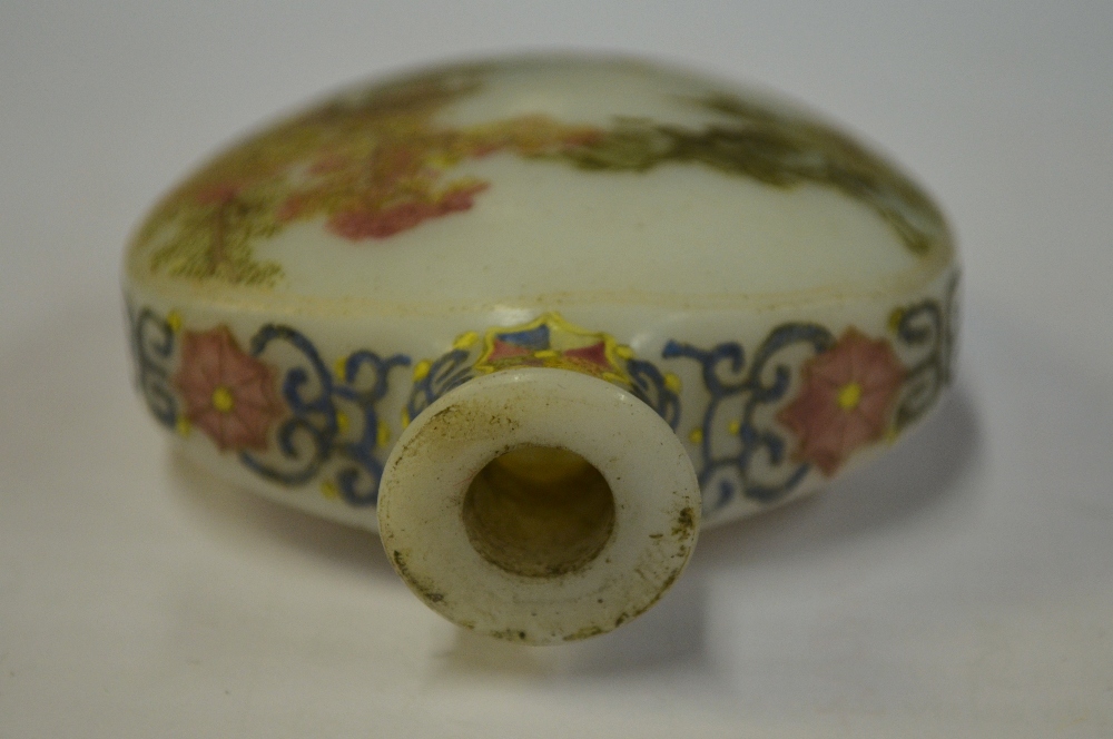 A Chinese Canton enamel circular lobed pot and cover, the bowl decorated with two panels depicting - Image 11 of 14