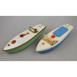 Two Sutcliffe Model clockwork speedboats