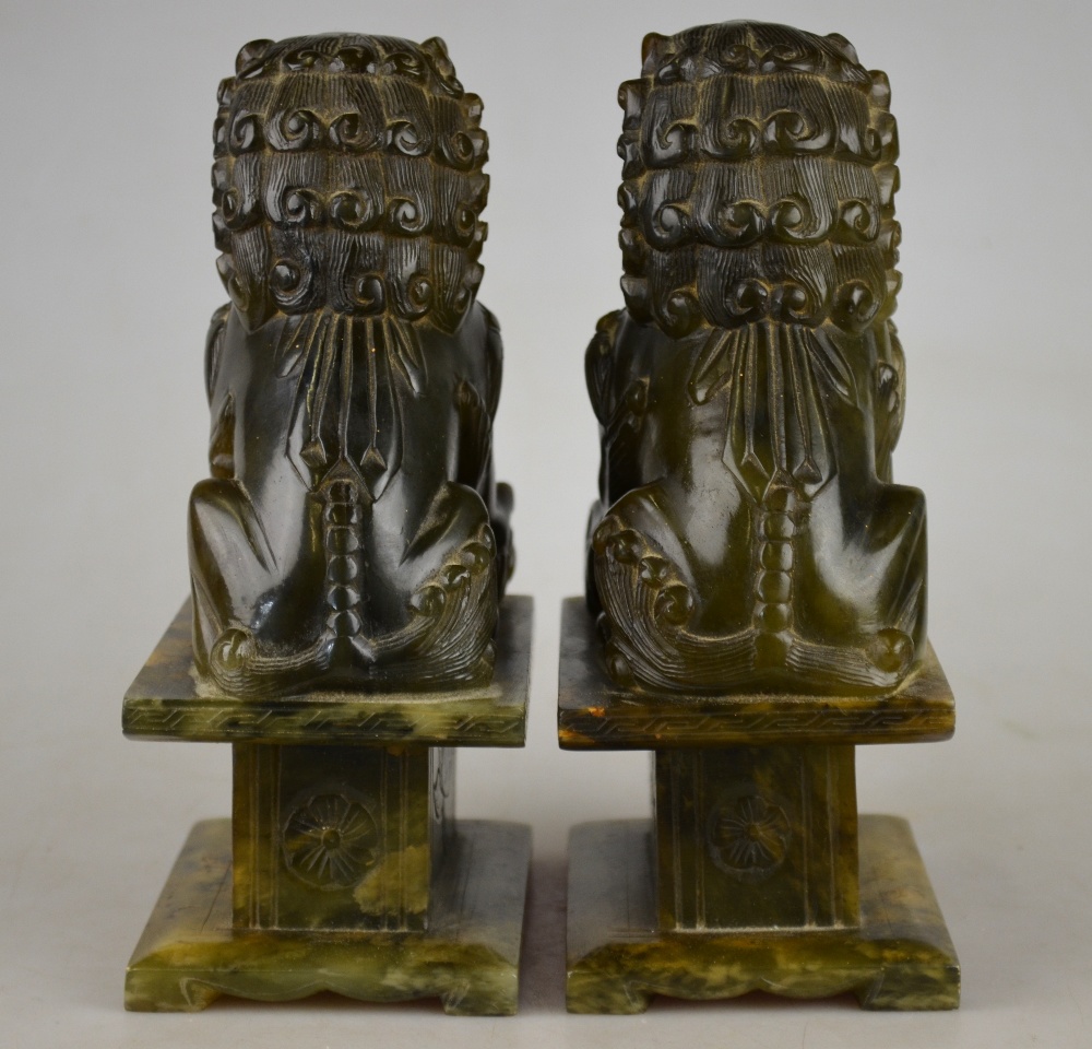 A pair of Chinese carved soapstone seate - Image 3 of 4