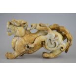 A Chinese heavy carved marble group of a