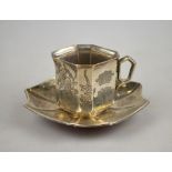 A Chinese white metal octagonal teacup a