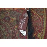 Deep red wool paisley shawl by Mulberry, 164 x 143 cm, a cream tambour net lace infant's crib