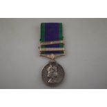 A QE II campaign service medal, bars Sou