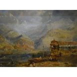 Albert Goodwin (1845-1932) - Norwegian Fjord scene, oil on board, 26 x 35 cm Condition Report Good