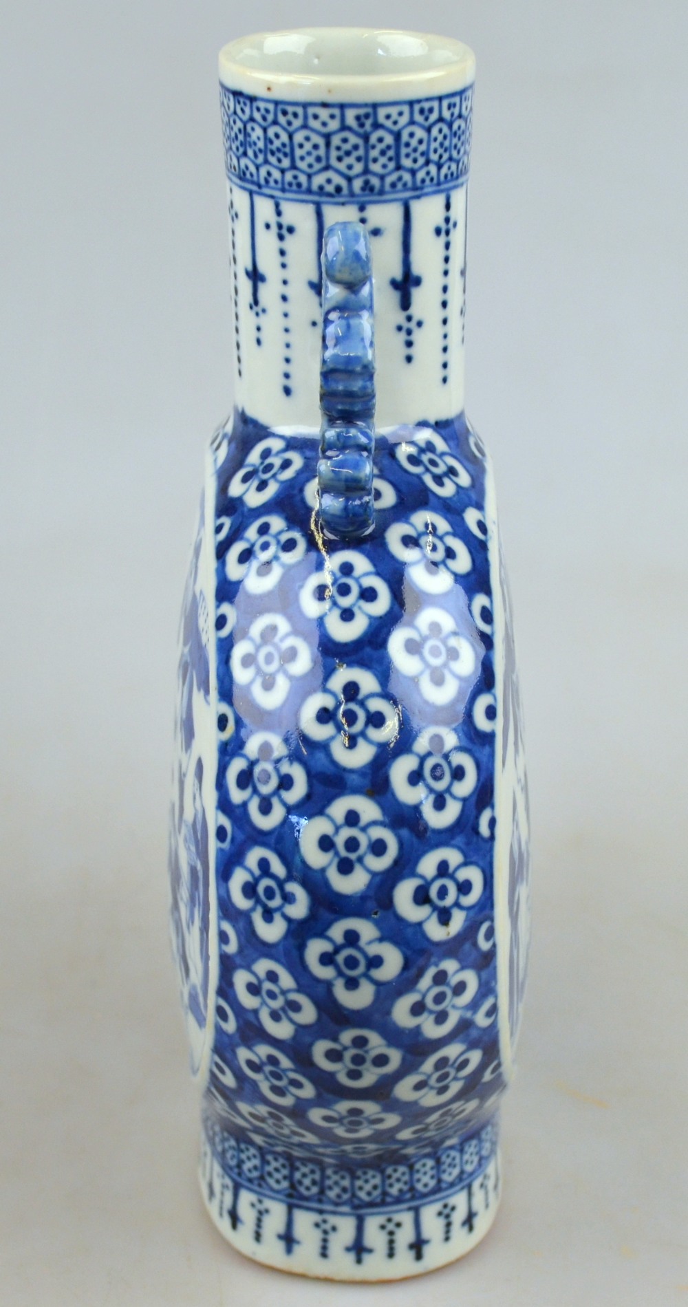 A Chinese 19th century blue and white porcelain moon flask, each face decorated with six artisan - Image 2 of 3