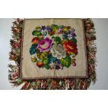A Victorian floral pole screen panel wor
