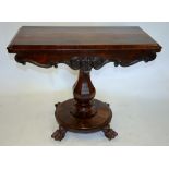 Victorian rosewood card table, the recta