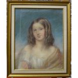 Victorian school - Portrait of a young lady, Florence St. Leger, Countess de Lavison, pastel, 51 x