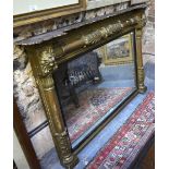 A 19th century giltwood framed overmantel having shell and leaf moulded decoration,