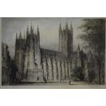 J Alphye Brewer - 'Canterbury Cathedral from the South West', etching, pub.