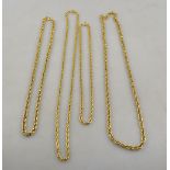 Four 9ct rope chains of various sizes,