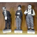 Three Algora, Spain porcelain figures - Groucho Marx, 31 cm, Oliver Hardy, 35 cm and Charlie