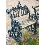 A cast iron garden armchair, the ends probably Coalbrookdale, 73 cm wide Condition Report Good