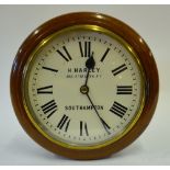 H. Harley, Southampton, a mahogany 8-day single fusee dial clock 33 cm dia.