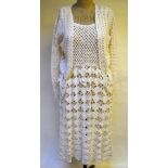 Two 1970's cream cotton crocheted dresses with matching jacket and skirt (4)