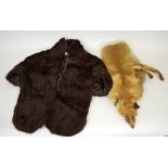 Dark brown coney fur stole with satin lining retailed by Selfridges,