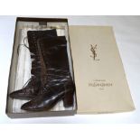 A pair of vintage Yves Saint Laurent dark brown leather lace-up boots, size 7 Condition Report