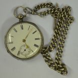 A Victorian silver open-faced pocket watch with key-wind lever and fusee movement no.110490 by A. H.