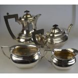 A heavy quality oval silver tea/coffee service with composite handles, J. B. Chatterley & Sons Ltd.,