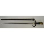 A French 1879 pattern bayonet with 52 cm T-back blade, St Etienne,