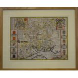 Two 17th century map engravings of Hampshire by Norden & Speede - framed and glazed (2) Condition