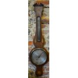 G Broggi - a 19th century shell and flower inlaid mahogany balloon barometer having a silvered dial