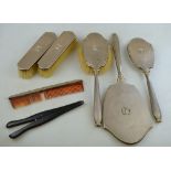 Two part-sets of silver-backed hairbrushes,