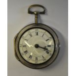 A George III silver pair-case watch with verge movement no.1629, by J. Johnson of London, the case