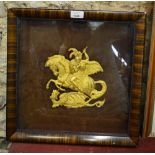 A 19th century gilt metal coach plaque depicting St.