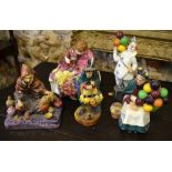 Five Royal Doulton figures - Flower Seller's Children HN1342; The Potter HN1493; The Mask Seller