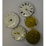 Five early 19th century verge watch movements: W.