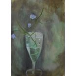 ** Tessa Newcombe (b 1955) - 'Flowers in a glass', 2002, oil on board, 20 x 14 cm,