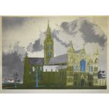 ** Patrick Procktor (1936-2003) - Salisbury Cathedral, ltd ed 86/150, aquatint in colours,