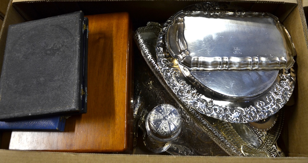 Two boxes of epns tableware, including tea set, goblets, dishes, flatware, etc. - Image 2 of 2