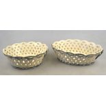 A pair of  Septfontaine (Luxembourg) creamware chestnut baskets, one circular 18.3 cm dia., the