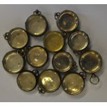 Twelve silver keywind pocket watch cases, with glasses - various makers and dates,
