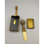 A lady's Art Deco gilt brass and black lacquered vanity/cigarette case by Park Lane LSM,