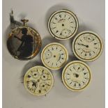 A Swiss calendar watch movement, the enamel dial with subsidiary month, day,