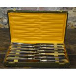 A French Fin de Siecle cased set of twelve table knives,