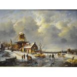 B Owen - A pair of Dutch winter views, oil on board, each signed,