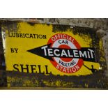 A large vintage motoring enamelled advertising sign - 'Tecalemit Official Car Valeting Station (