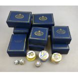 Nine boxed Halcyon Days enamel boxes, to/w three unboxed examples and two Crummles & Co.