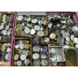 A large quantity of ladies' fob watch movements, various wristwatches, etc.