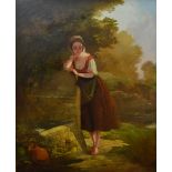 E Frere - Maiden by a well, oil on canvas, signed lower right,