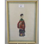 Six 19th century Chinese pith paintings of male and female courtiers, 27 x 18 cm, framed and