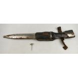 A South American gaucho knife with electroplated hilt and scabbard,