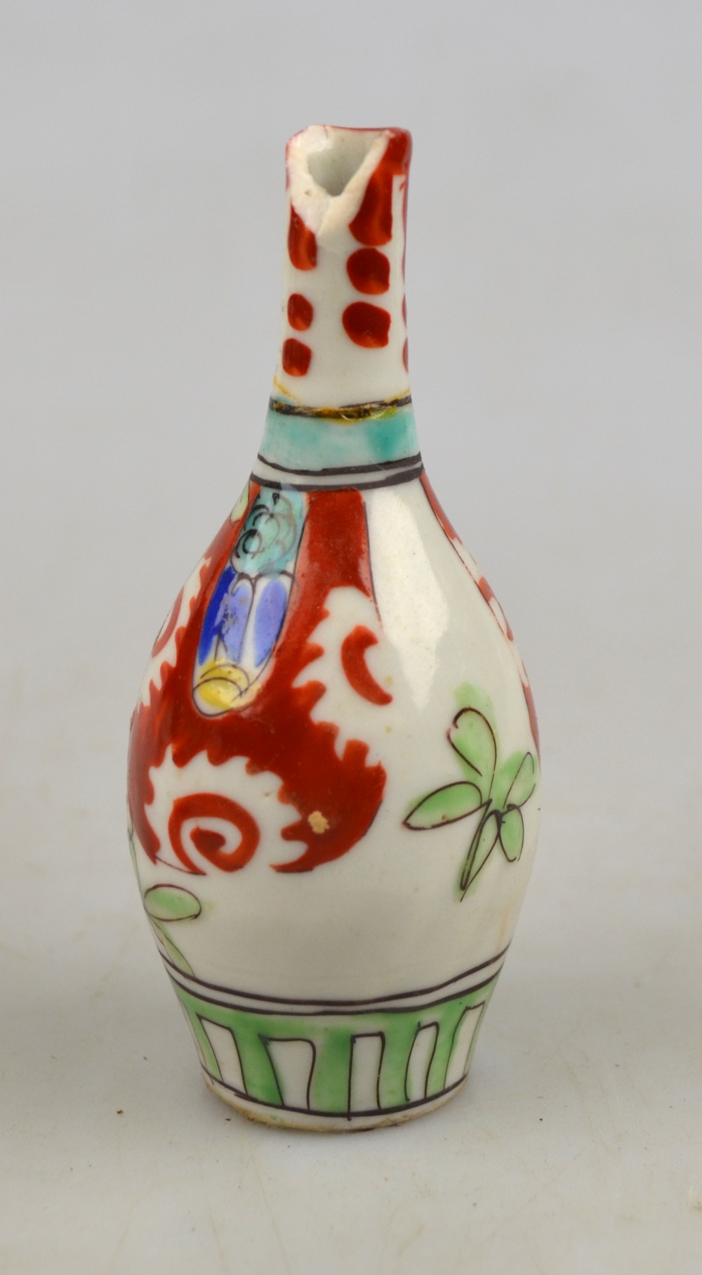 A Chinese Canton famille rose bottle vase, 33 cm h. to/w a similar small teapot, cylindrical jar, - Image 7 of 7