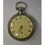 A George IV silver pair-case watch with verge movement no.4320 by Bright & Sons of Sheffield, the 45