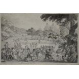 John Nixon (c 1750-1818) - 'Greenwich Fair', sepia watercolour, signed with initials and dated